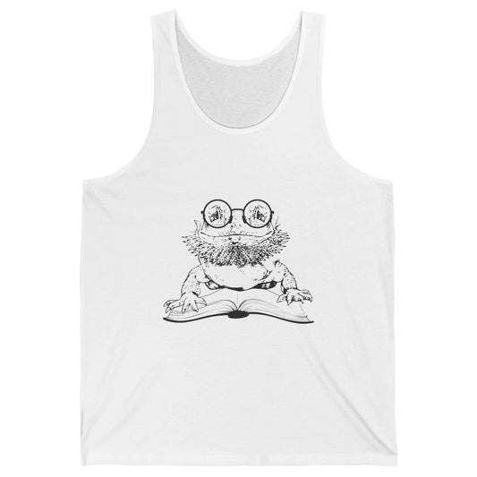 Bearded Dragon Glasses Reading Books Bookworm Funny Animal Unisex Jersey Tank