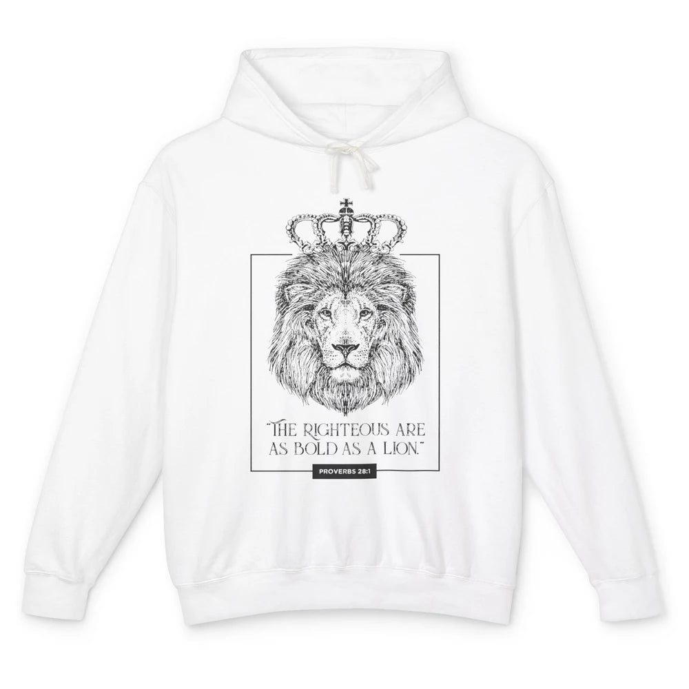 Lion Christian The Righteous Are Bold As A Lion Bible Verse Unisex Lightweight Hoodie