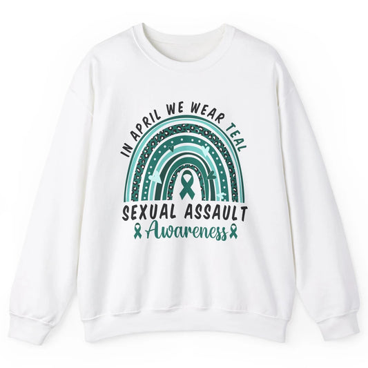 Sexual Assault Awareness Teal Ribbon Rainbow Awareness Gift Unisex Crewneck Sweatshirt