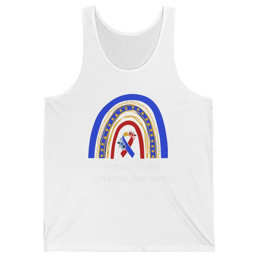 Thoracic Outlet Syndrome Awareness Floral Blue Red Rainbow Unisex Jersey Tank