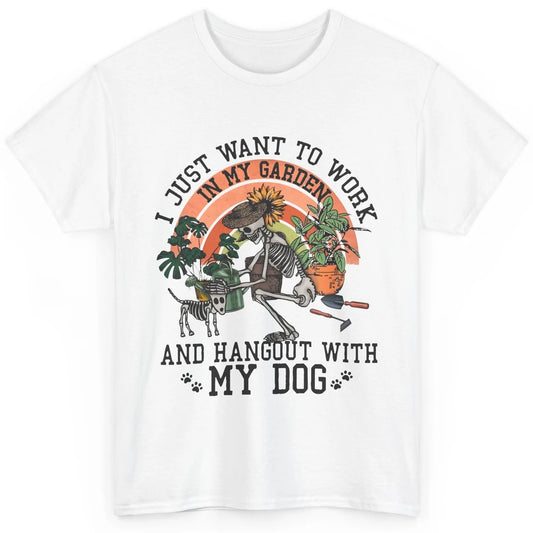 Retro Skeleton Gardening In The Garden Hang Out With My Dog Classic Unisex T-Shirt