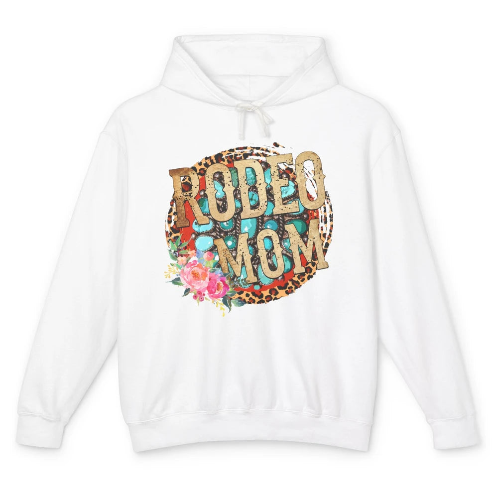 Floral Leopard Rodeo Mom Turquoise Western Country Cowgirl Unisex Lightweight Hoodie