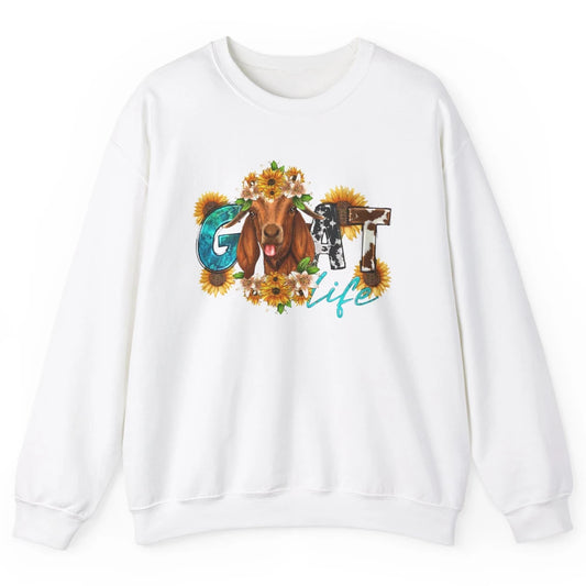 Sunflower Goat Life Just A Girl Who Love Goat Farmer Western Unisex Crewneck Sweatshirt