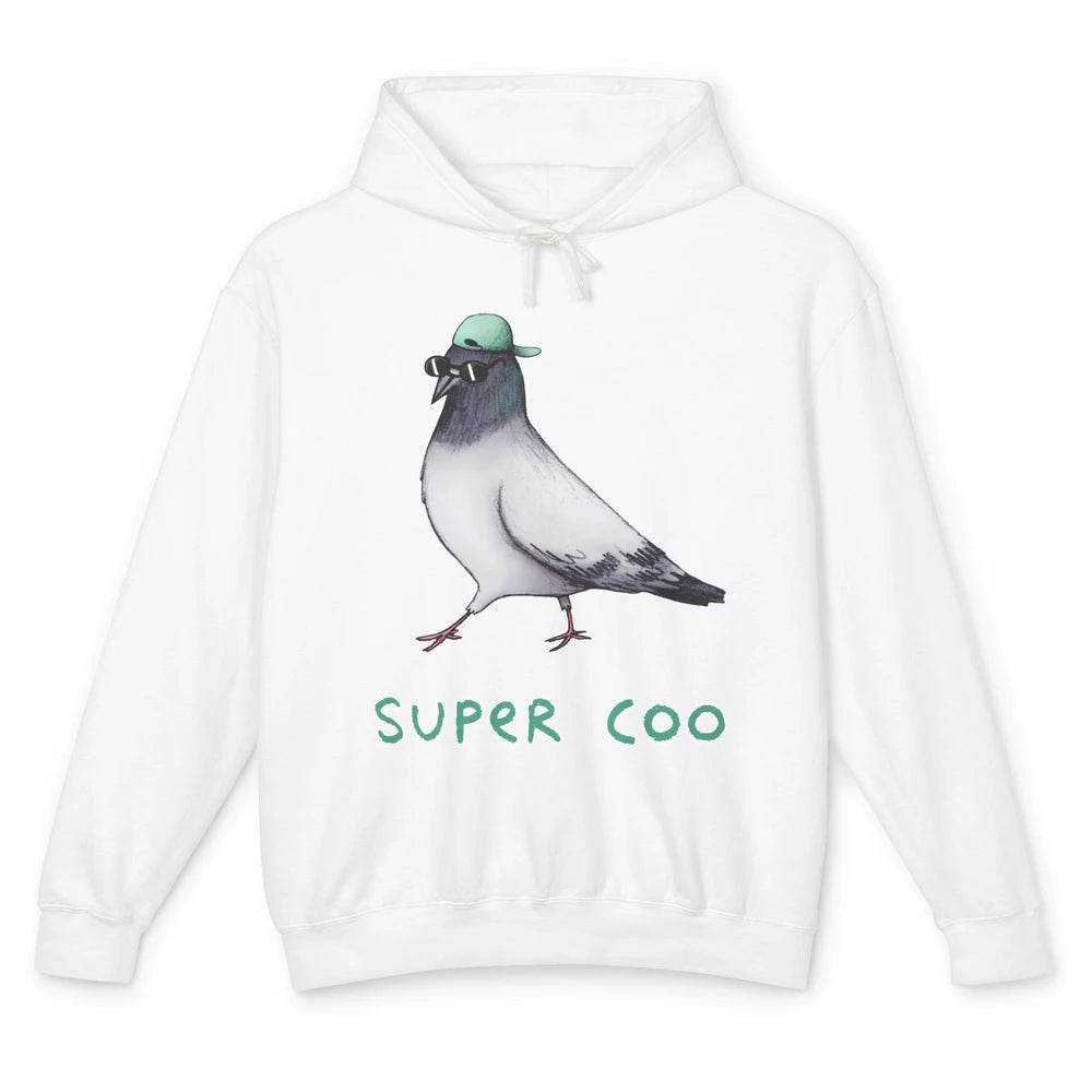 Funny Pigeon With Glasses Cap Super Coo Sarcastic Pigeon Unisex Lightweight Hoodie