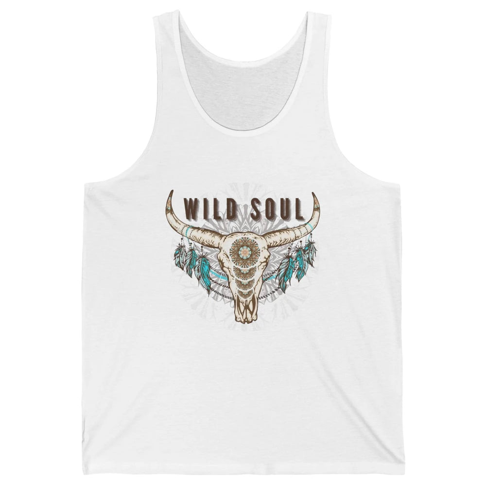 Boho Bull Skull Wild Soul Hippie Cowgirl Western Country Unisex Jersey Tank