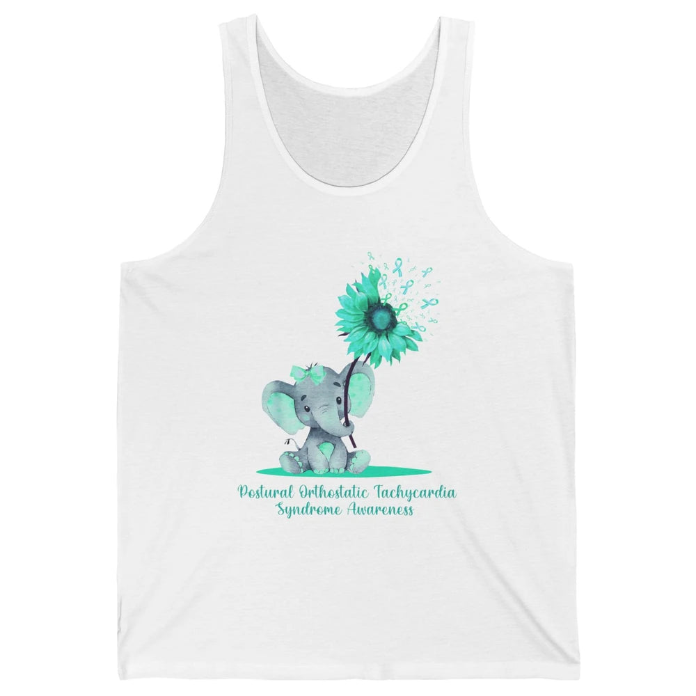 Sunflower Baby Elephant POTS Awareness Turquoise Ribbon Unisex Jersey Tank