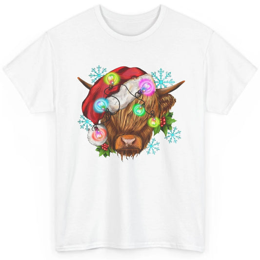 Christmas Highland Cow Xmas Light Western Christmas Cow Classic Unisex T-Shirt