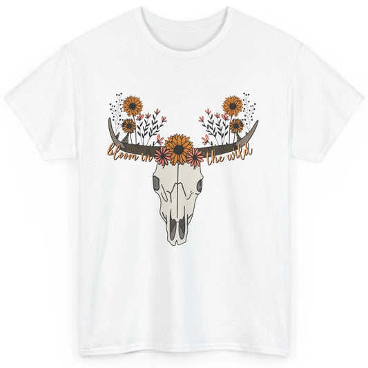 Cow Skull Bloom In The Wild Western Bull Skull Wildfloral Classic Unisex T-Shirt