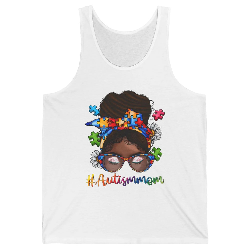 Autism Afro Mom Curly Hair American African Autism Awareness Unisex Jersey Tank