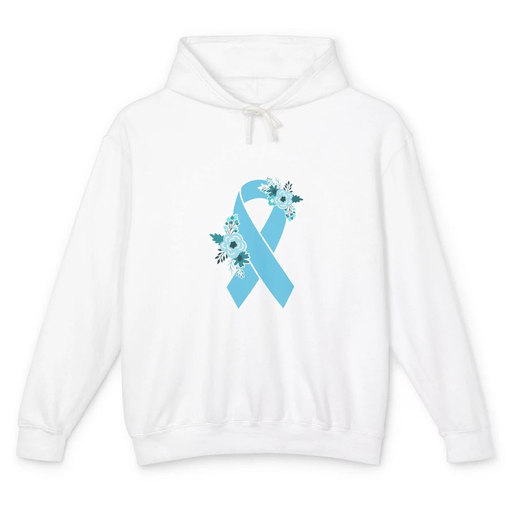 Adrenal Insufficiency Awareness Floral Light Blue Ribbon Unisex Lightweight Hoodie