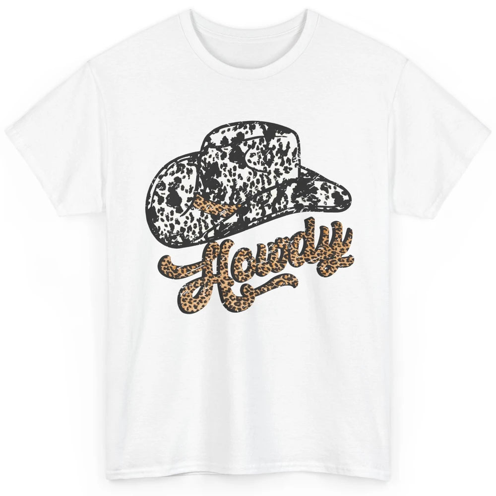 Vintage Leopard Cowboy Hat Howdy Western Country Cowgirls Classic Unisex T-Shirt