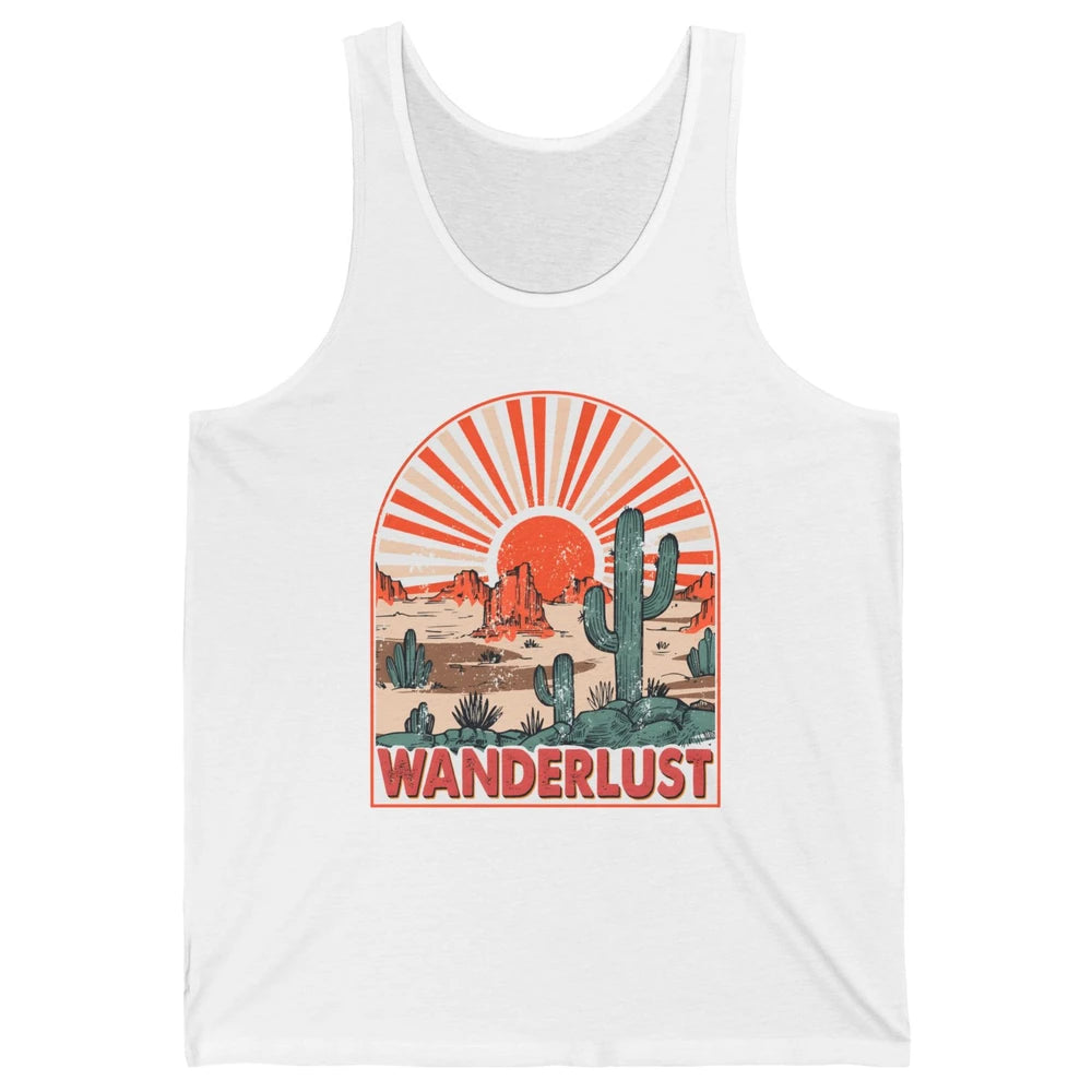 Vintage Desert Sunset Wanderlust Get Lost In Nature Outdoor Unisex Jersey Tank