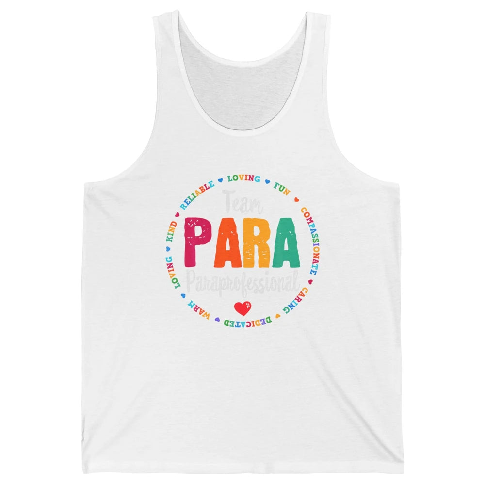 Team Paraprofessional Para Teacher Assistant Education Heart Unisex Jersey Tank