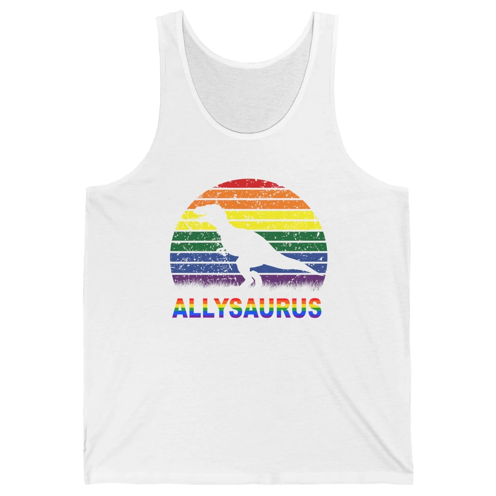 Vintage Allysaurus T-rex Dinosaur LGBT Gay Pride Month Unisex Jersey Tank