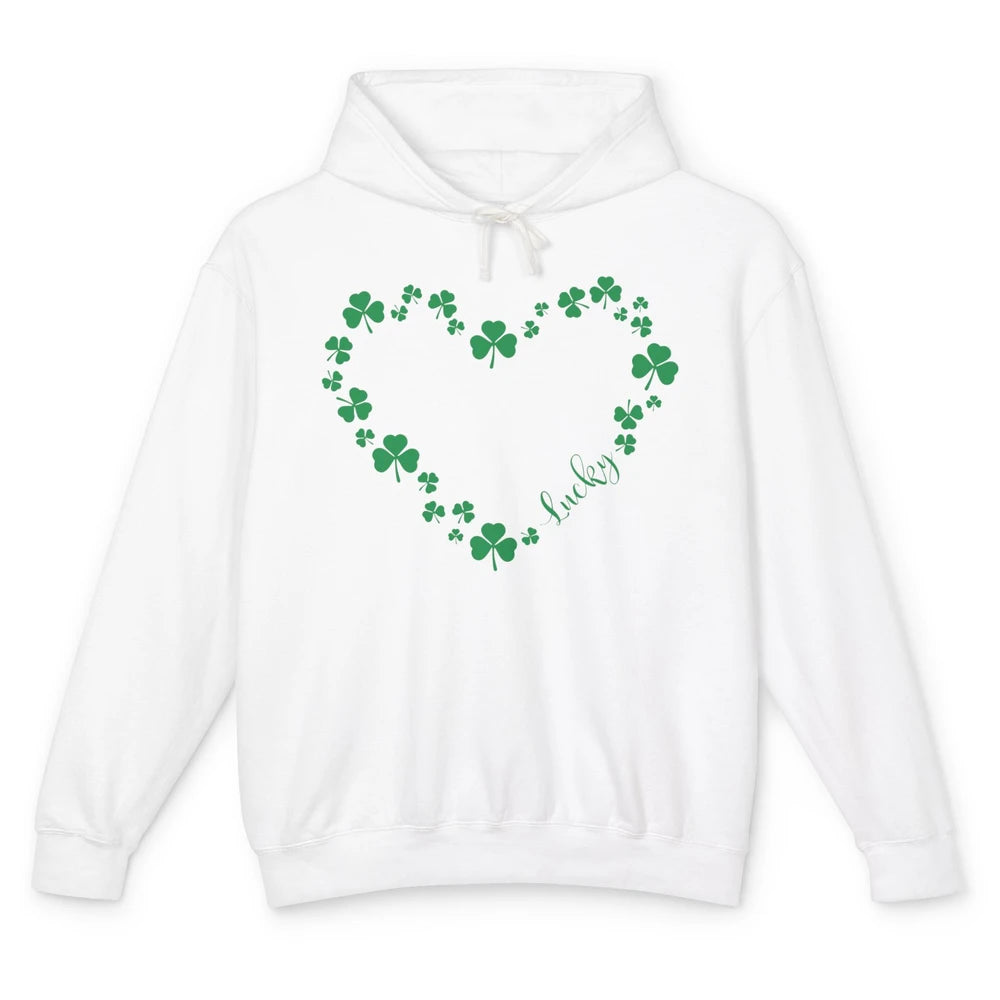 St Patricks Day Shamrock Heart Lucky St Paddy Irish Holiday Unisex Lightweight Hoodie