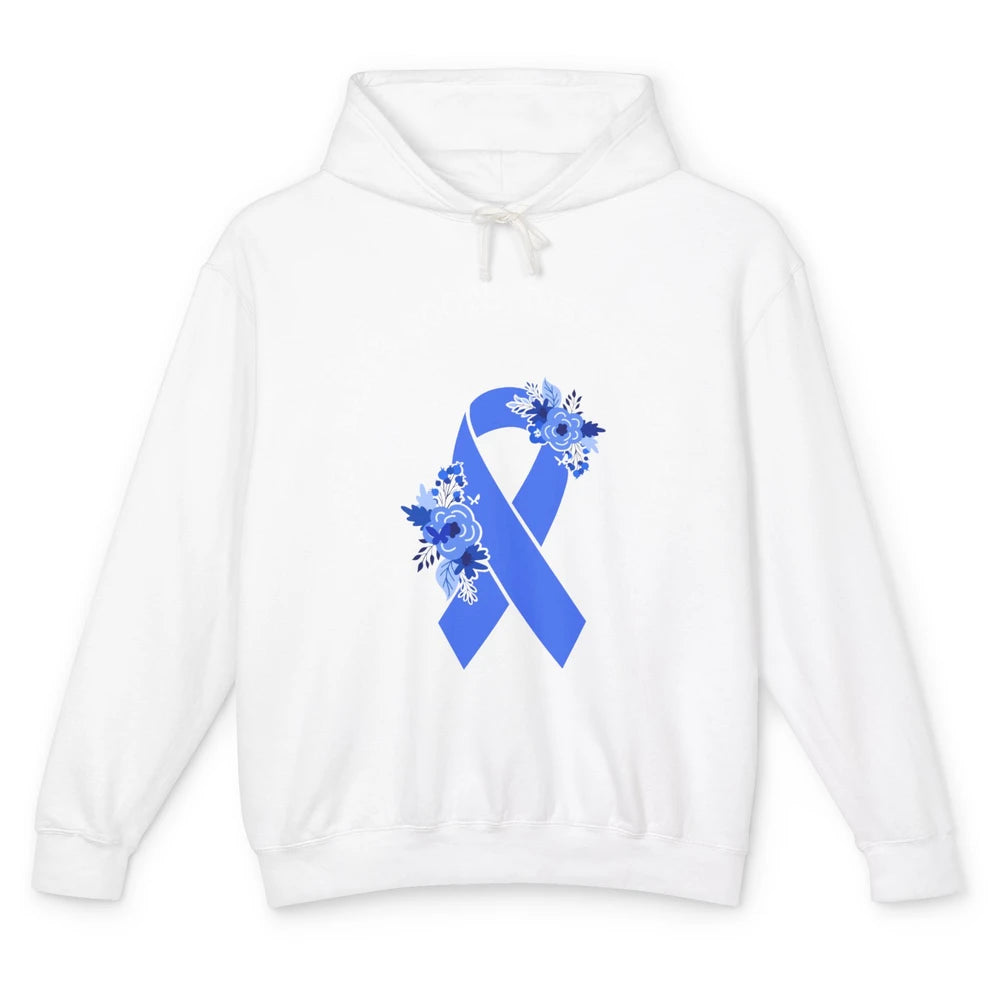 Charcot-marie-tooth Disease Awareness Floral Blue Ribbon Unisex Lightweight Hoodie