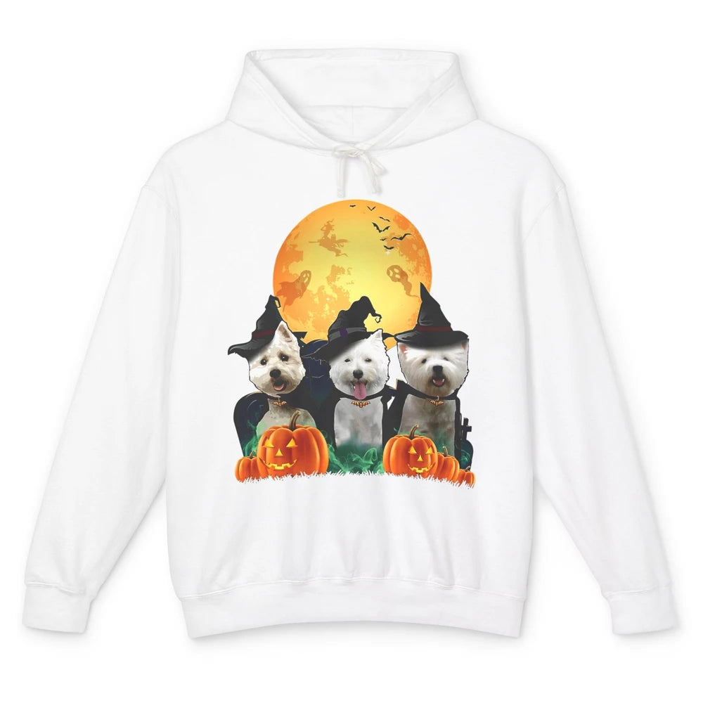 Westie Witch Pumpkin Jack-o-lantern Halloween Dog Mom Gift Unisex Lightweight Hoodie