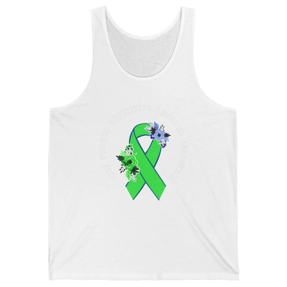 Body Focused Repetitive Disorder BFRB Floral Green Ribbon Unisex Jersey Tank