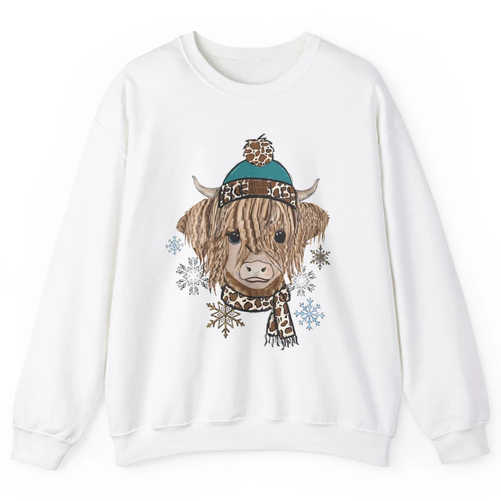 Baby Highland Cow I'm Freaking Freezing Christmas Winter Unisex Crewneck Sweatshirt