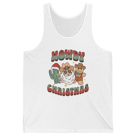 Merry Christmas Gingerbread Cowboy Xmas Santa Cactus Western Unisex Jersey Tank