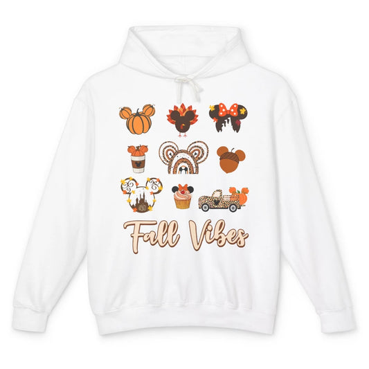 Retro Fall Vibes Pumpkin Turkey Halloween Fall Thanksgiving Unisex Lightweight Hoodie