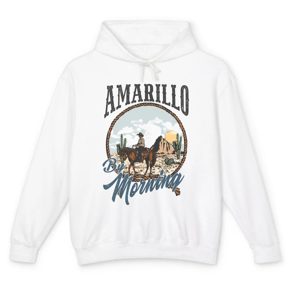 Retro Desert Cowboy Riding Horse Amarillo By Morning Western Unisex Lightweight Hoodie