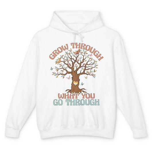 Grow What You Go Through Motivation Positive Mind Tree Heart Unisex Lightweight Hoodie