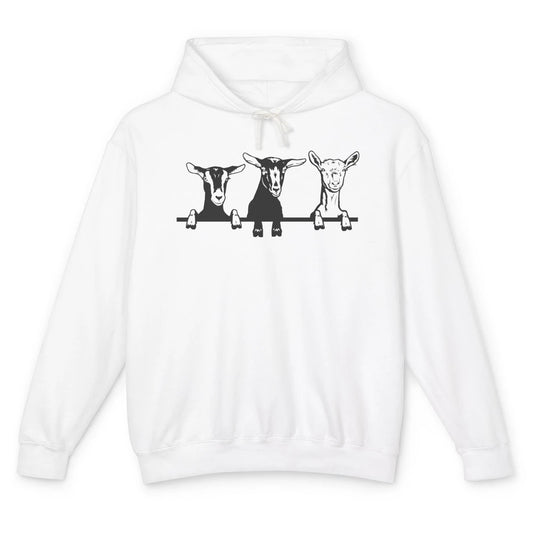 Cute Goats Farm Funny Face Farming Animal Mate Woman Men Unisex Lightweight Hoodie