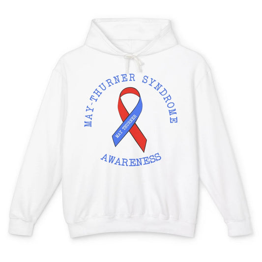 May-thurner Syndrome Awareness Red Blue Ribbon Rainbow Unisex Lightweight Hoodie