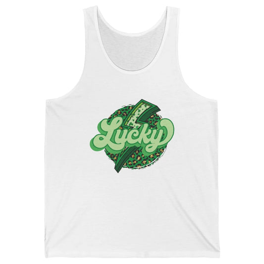 St Patrick Leopard Shamrocks Lucky Lightning Bolt Western Unisex Jersey Tank