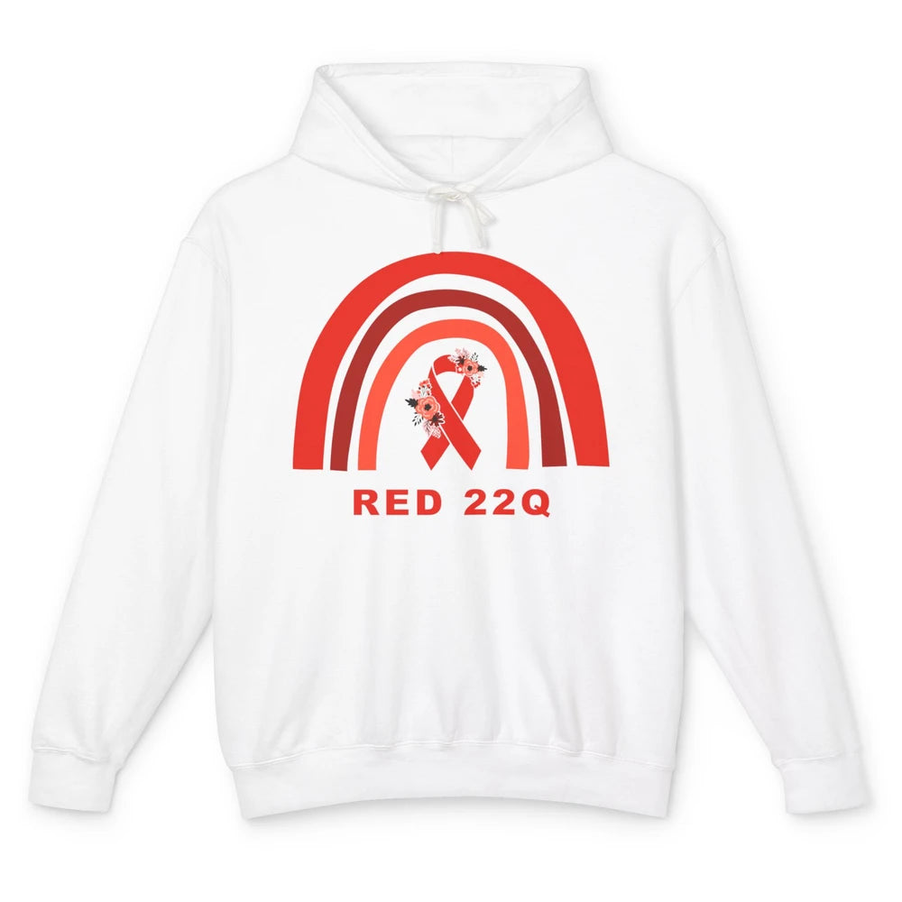 22Q Deletion/DiGeorge Syndrome Awareness Floral Red Rainbow Unisex Lightweight Hoodie