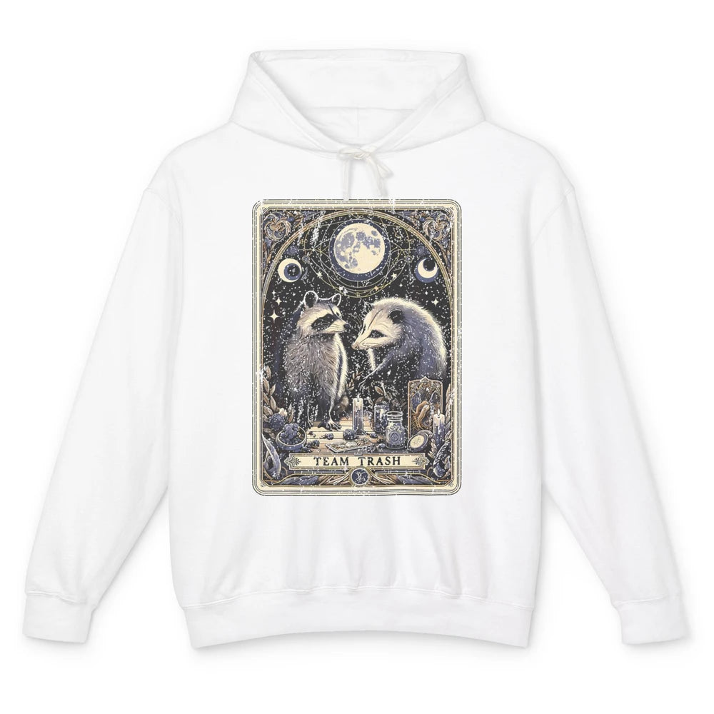 Team Trash Tarot Card Opossum Witchcraft Goth Possum Vintage Panda Raccoon Sarcastic Unisex Lightweight Hoodie