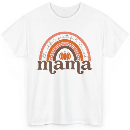 Pumpkin Rainbow Thankful Grateful Blessed Mama Thanksgiving Classic Unisex T-Shirt