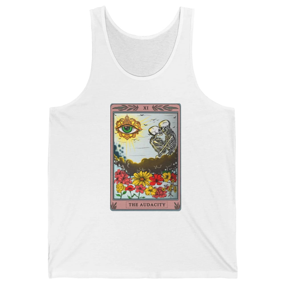 Retro Skeleton Riding Cloud The Audacity Tarot Card Rainbow Unisex Jersey Tank