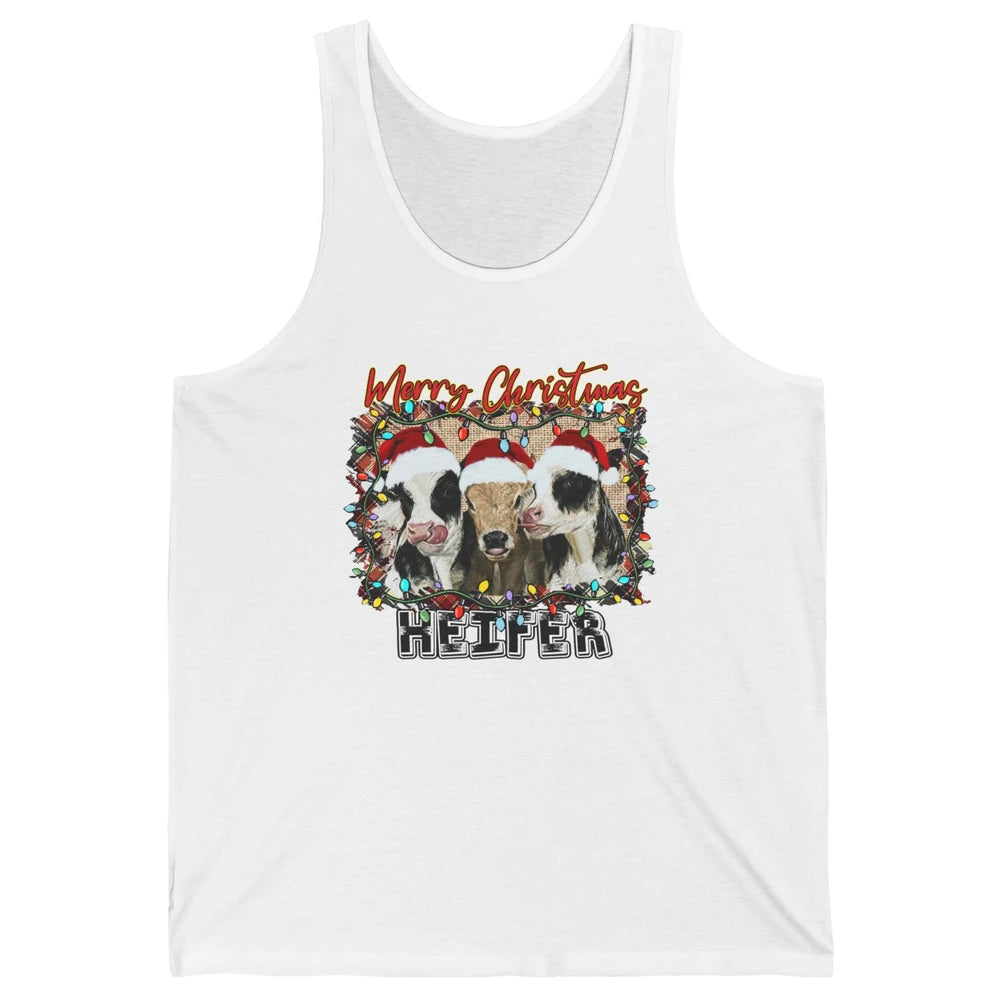 Funny Cow Merry Christmas Hanging With My Heifer Farmer Gift Unisex Jersey Tank