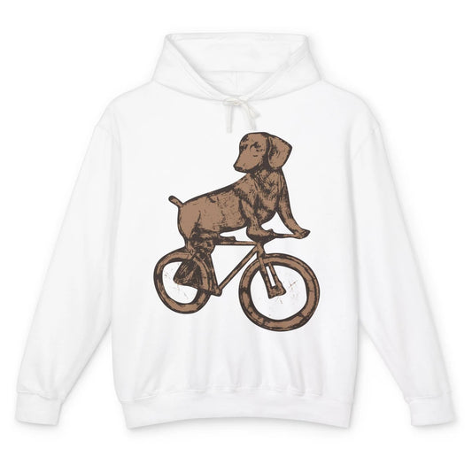 Dachshund On A Bike Funny Dachshund Bicycle Lovers Gift Unisex Lightweight Hoodie