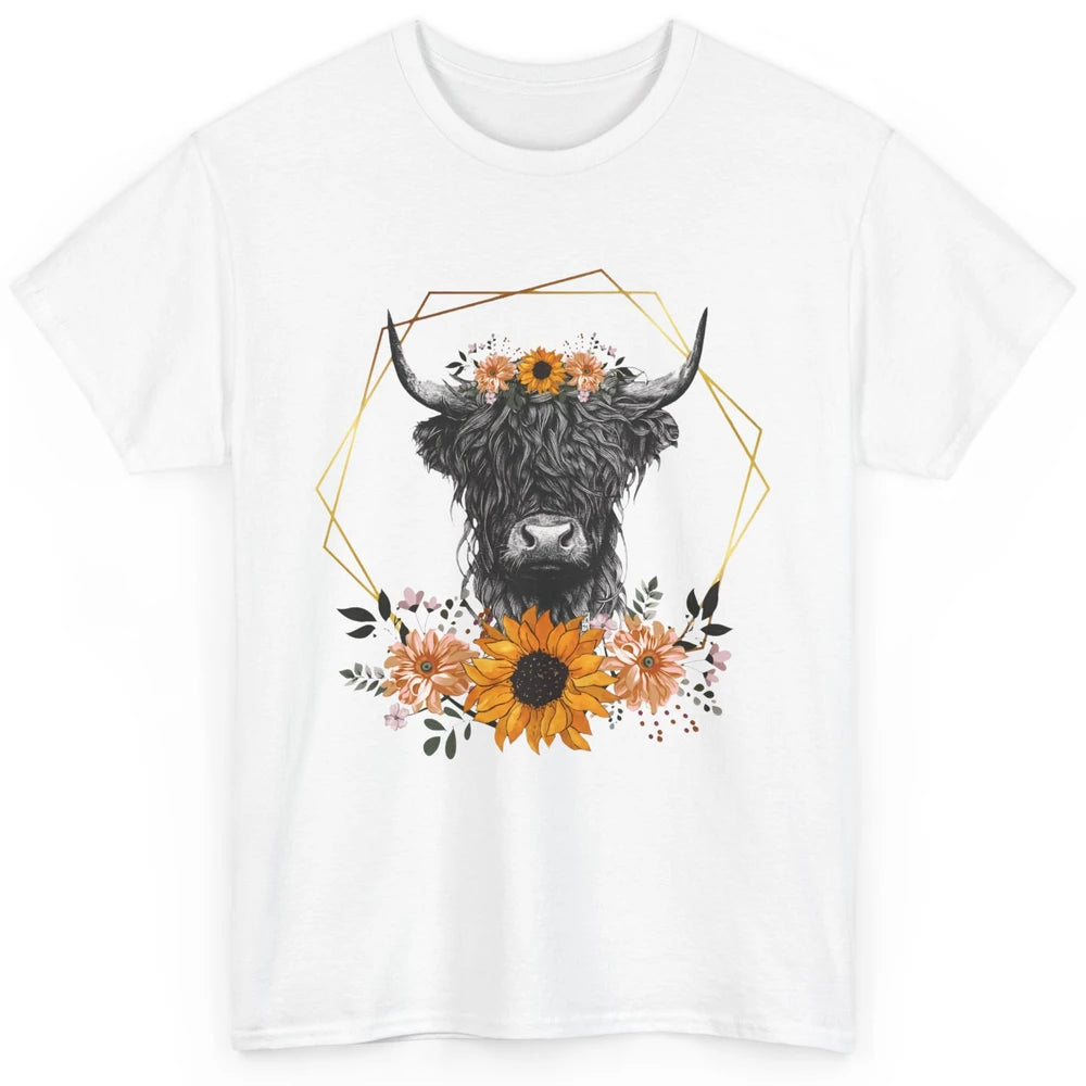 Floral Highland Cow Western Farm Animals Highland Cow Cattle Classic Unisex T-Shirt