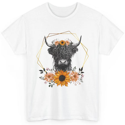 Floral Highland Cow Western Farm Animals Highland Cow Cattle Classic Unisex T-Shirt