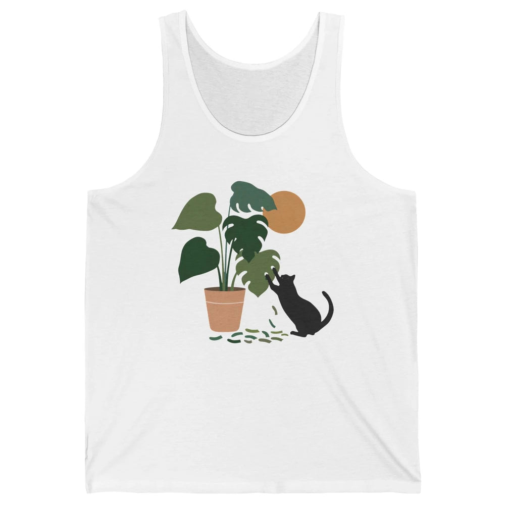 Black Cat And Plant The Making Of Monstera Garden Cat Lovers Unisex Jersey Tank