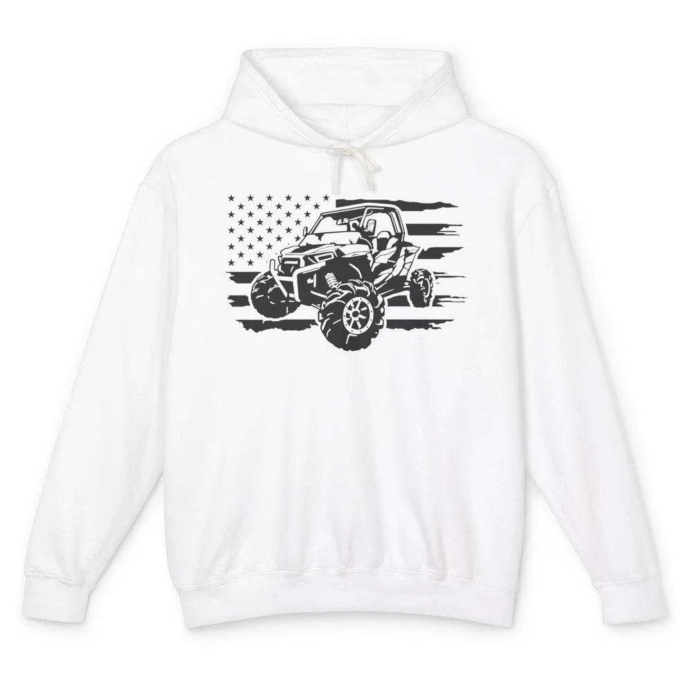 Retro US Flag ATV Side By Side Rider UTV Offroad SXS Life Unisex Lightweight Hoodie