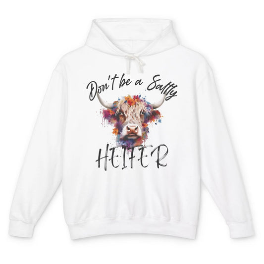 Floral Long Haired Cow Don't Be A Salty Heifer Western Farm Unisex Lightweight Hoodie