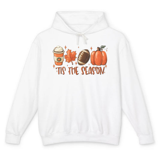 Pumpkin Spice Football Tis The Season Fall Thanksgiving Gift Unisex Lightweight Hoodie