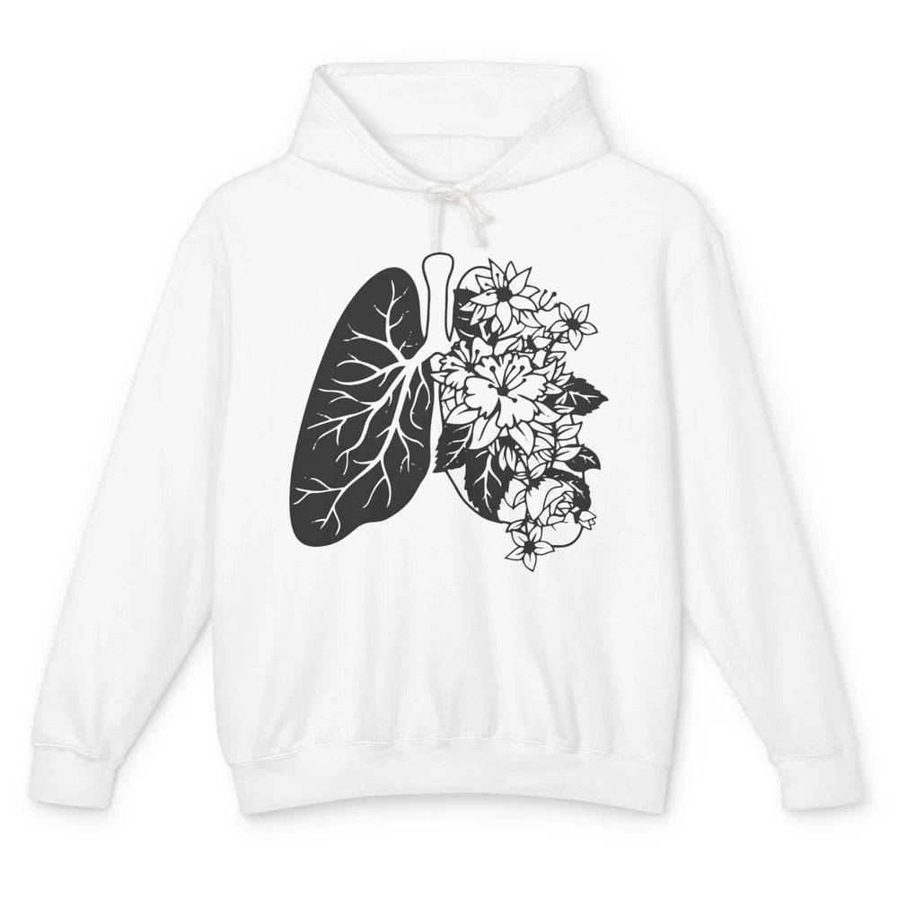 Anatomical Lungs Floral Breathe Respiratory Therapy RT Unisex Lightweight Hoodie