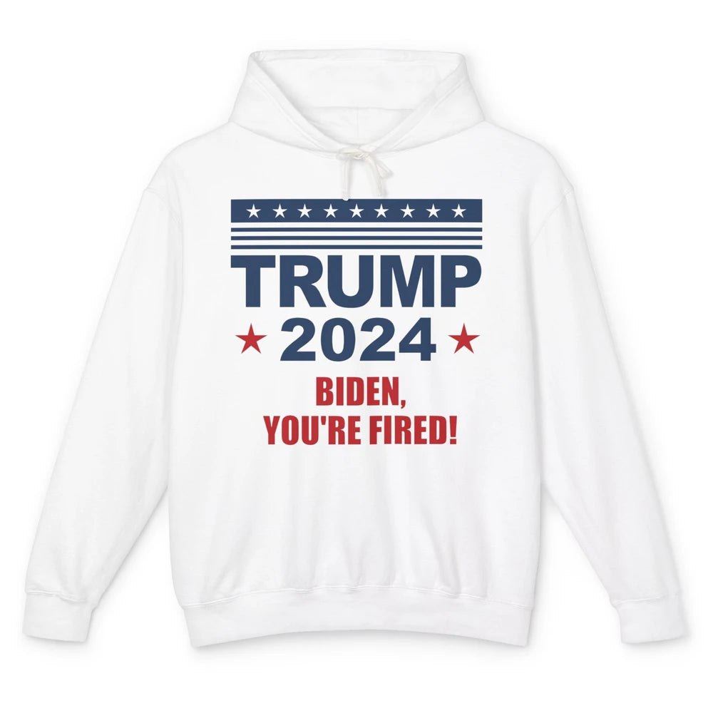 Retro US Flag Trump 2024 Return Biden You're Fired Patriot Unisex Lightweight Hoodie