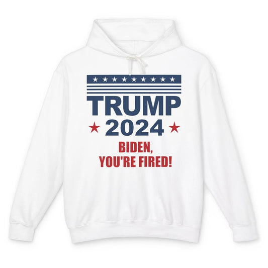 Retro US Flag Trump 2024 Return Biden You're Fired Patriot Unisex Lightweight Hoodie