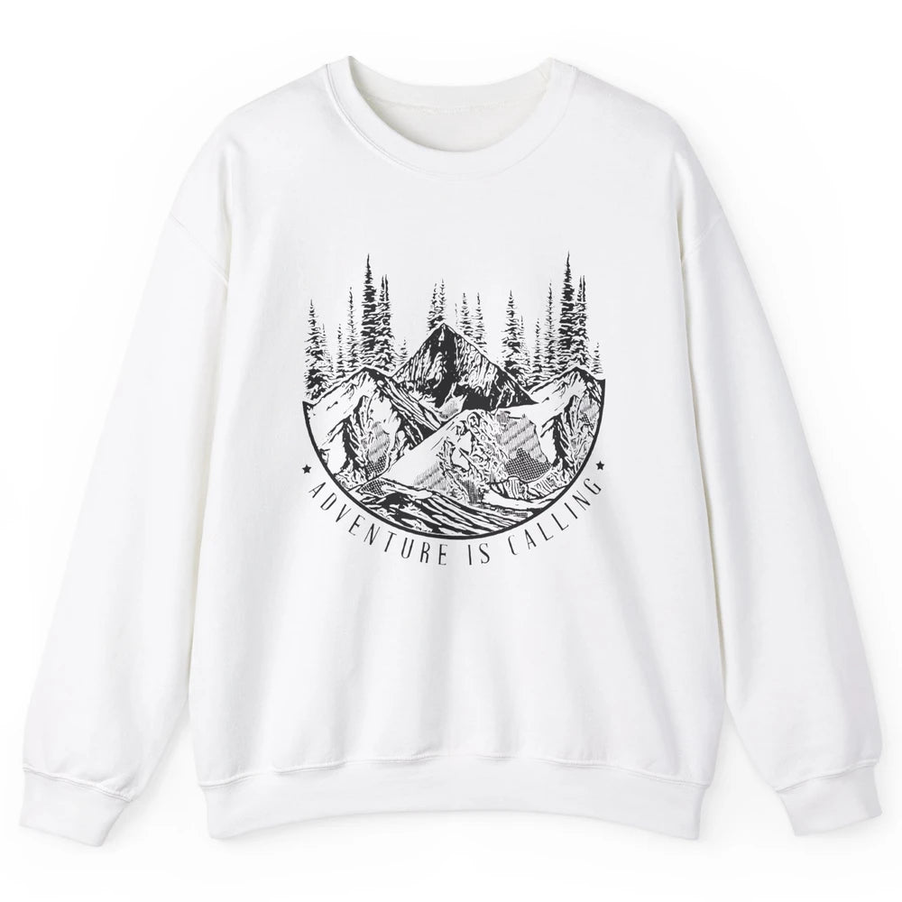 Adventure Is Calling Mountain Outdoor Wilderness Hiking Unisex Crewneck Sweatshirt