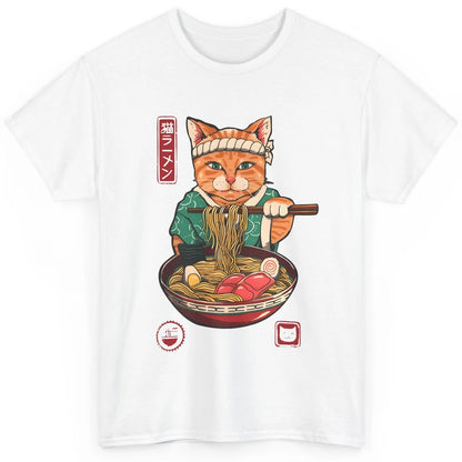 Funny Cat Ramen Bowl Noodles Soup Japanese Kawaii Ramen Cat Classic Unisex T-Shirt