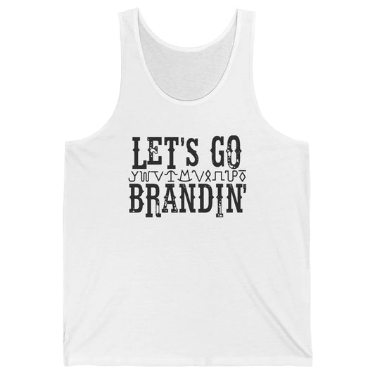 Vintage Cowboy Hat Let's Go Brandin' Western Country Symbols Unisex Jersey Tank