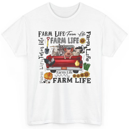 Sunflower Western Farm Life Animals Vegan Cow Pig Rooster Classic Unisex T-Shirt