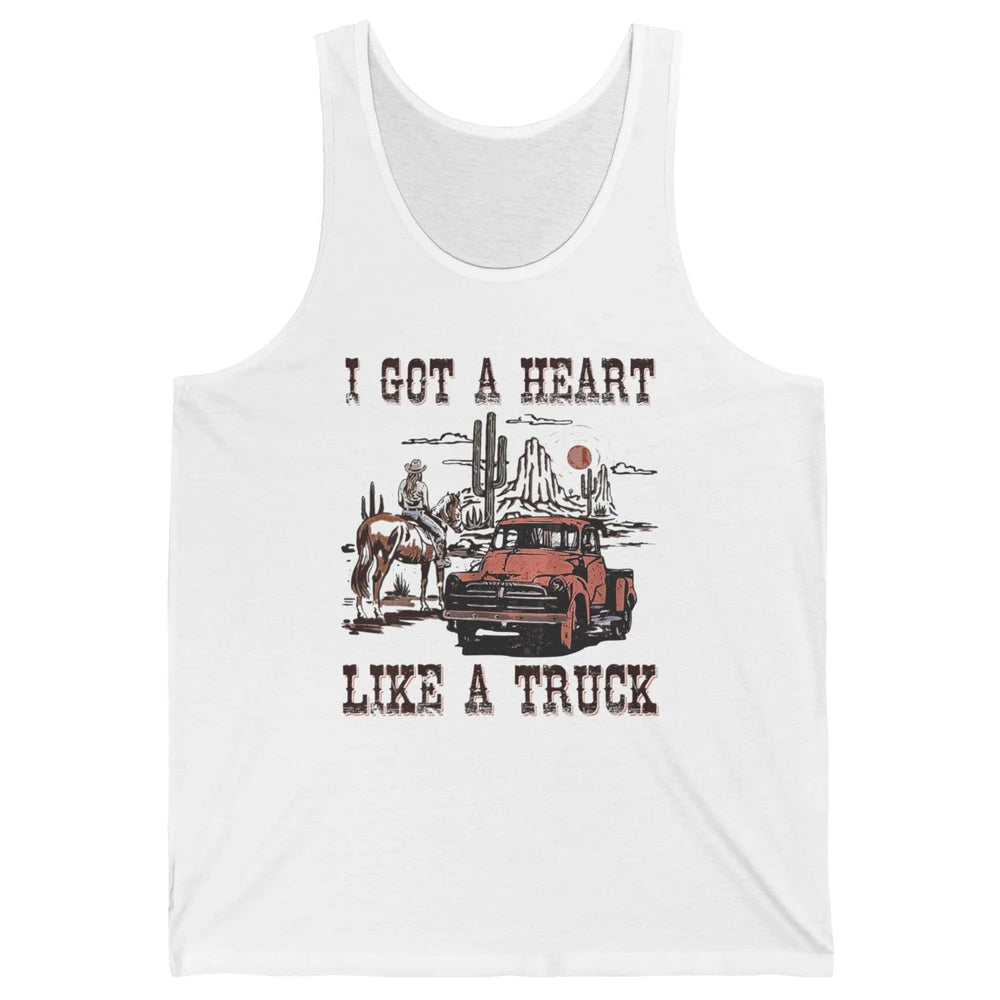 Western Sunset Cowgirl I Got Heart Like Truck Rodeo Cactus Unisex Jersey Tank